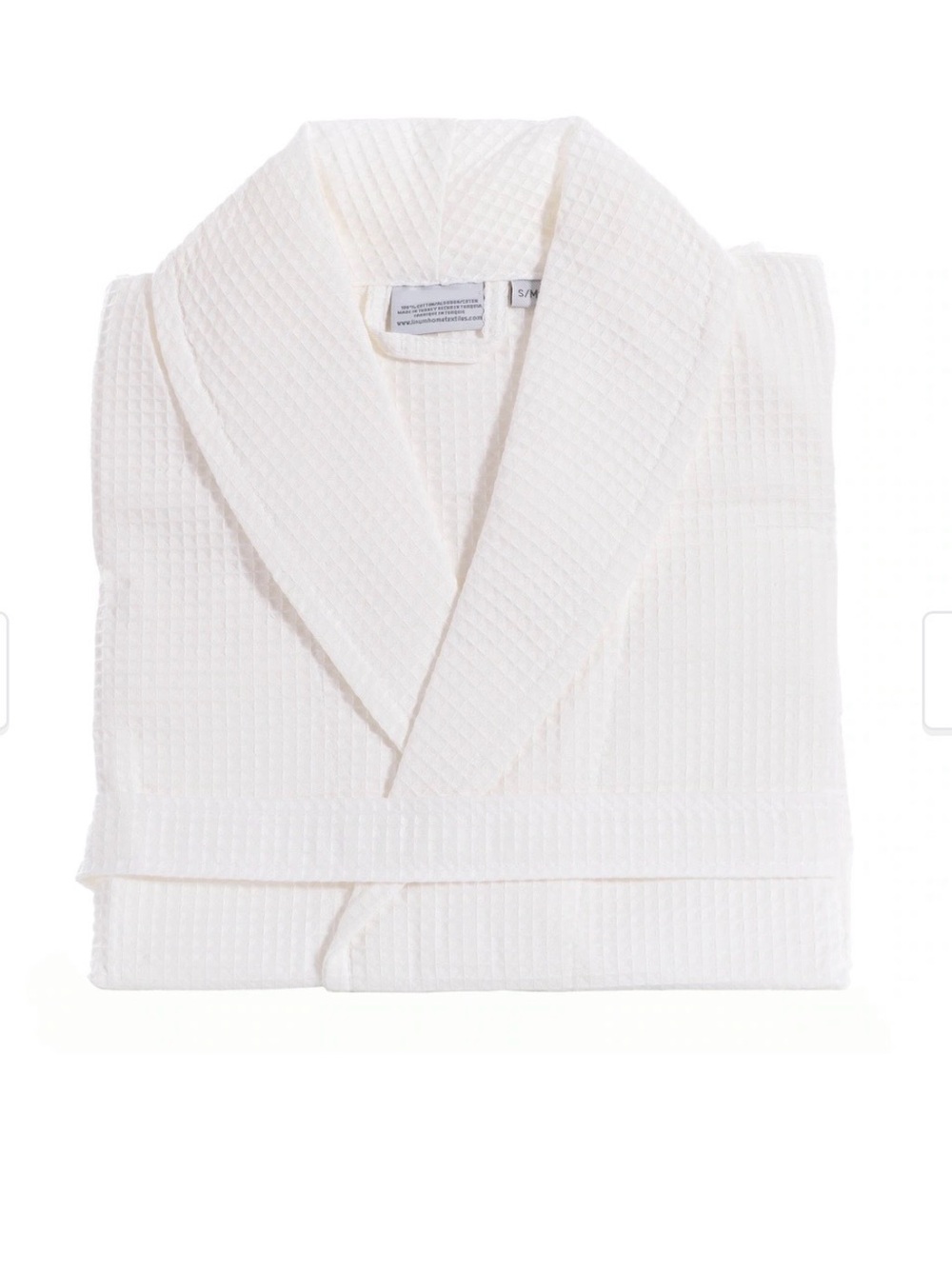 Waffle Weave Shawl Collar Bath Robe - White